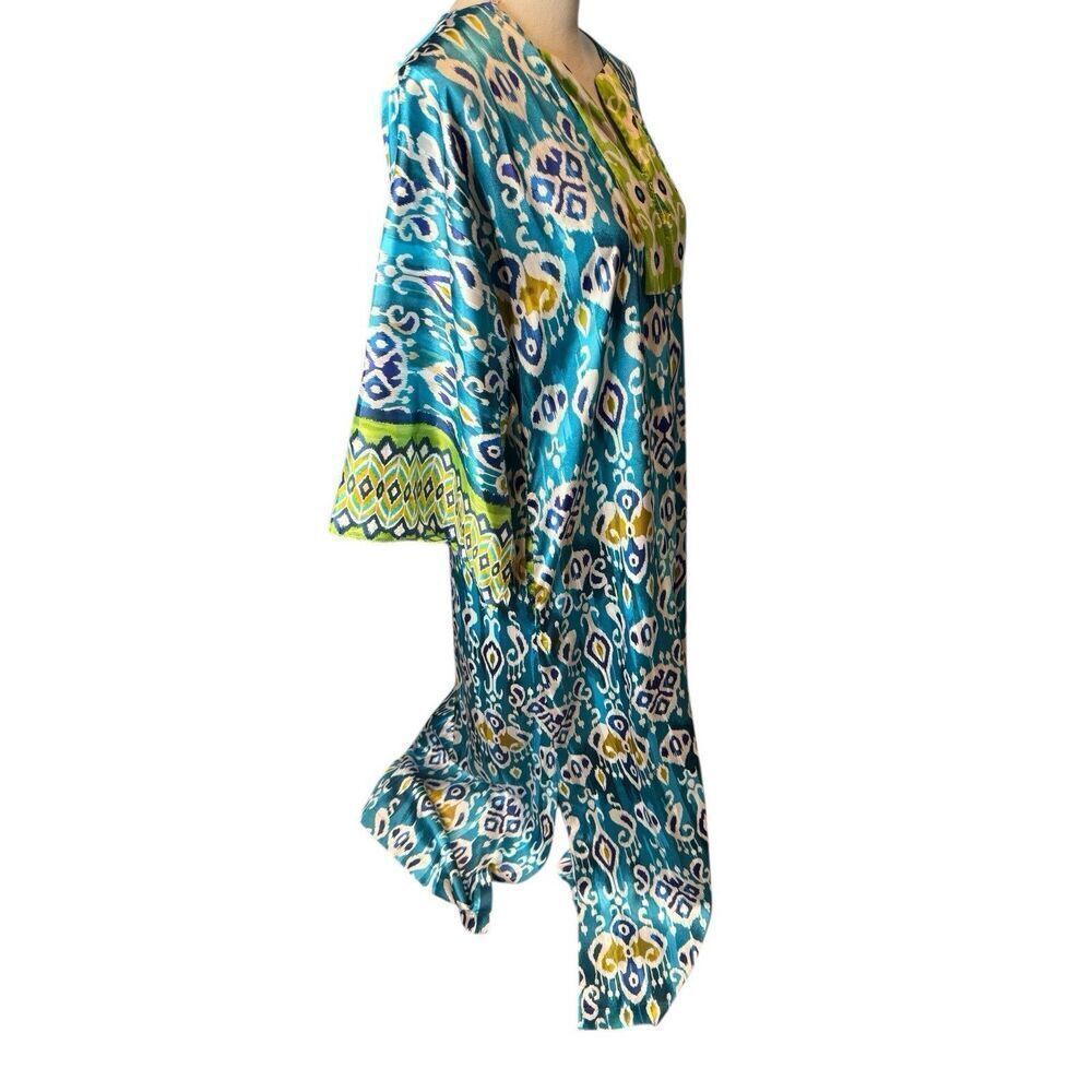 Oscar De La Renta Printed Kaftan Dress Sz XS Oversized Designer Summer Old Money - Picture 2 of 5